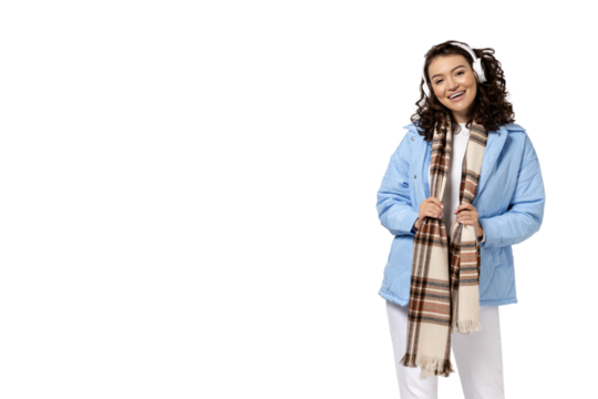 PNG, girl in warm clothes, isolated on white background.