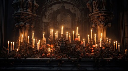 An image of a burning group of tall, elegant candles.