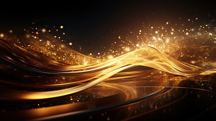 Fototapeta na wymiar Image of digital art, featuring a radiant gold particles wave.