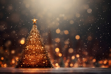 Obraz premium christmas tree decorations, santa claus with gifts, snowman in the snow, christmas gift boxes