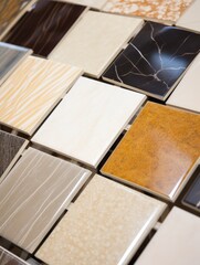 Porcelain stoneware tiles in a store