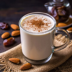  Date almond smoothie with coconut flakes 
