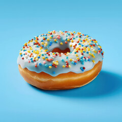  Donut glazed sugary blue background stock photo
