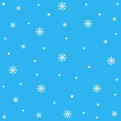 White snowflakes on blue. Background. Vector illustration. Paper, wallpaper, template, poster, card, decoration.