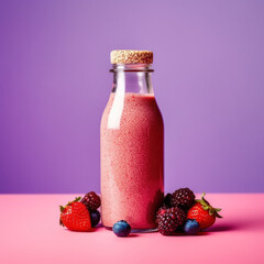 Quinoa berry smoothie with quinoa grains and mixed 
