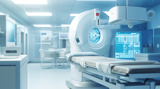 advanced x-ray scan medical diagnosis machine at hospital health care lab as wide banner with copy space area