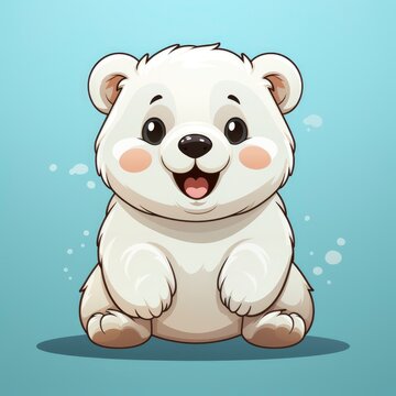 Baby Polar Bear SurprisedIcon,Cartoon Illustration, For Printing