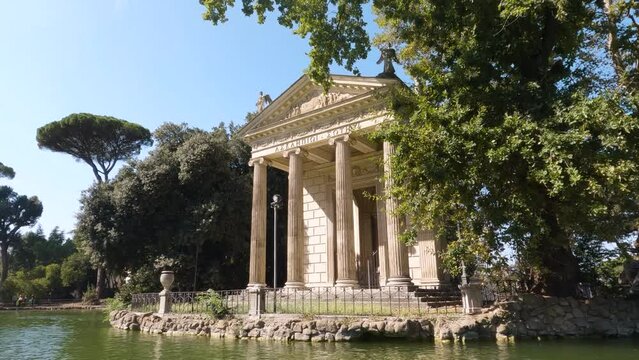 Temple of Aesculapius - Close Up View in Villa Borghese, Rome, Italy