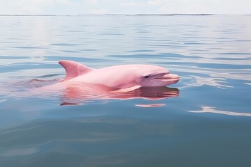 Pink Dolphin Seen Underwater In The Amazon River