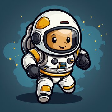 Astronaut Running,Cartoon Illustration, For Printing