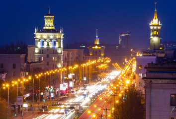 Fototapeta na wymiar Zaporizhzhia city at night