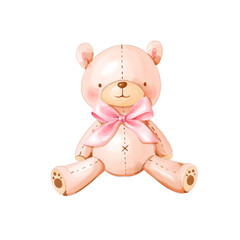 watercolor teddy bear isolated transparent background