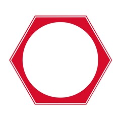 Fototapeta premium Red hexagon with circle isolated on white background