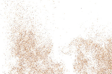 Coffee Color Grain Texture Isolated on White Background. Chocolate Shades Confetti. Brown Particles. Digitally Generated Image. Vector illustration.