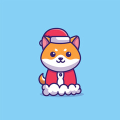 Cute shiba inu christmas costume simple cartoon vector illustration christmas concept icon isolated