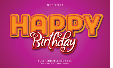Happy Birthday 3D Text Effect fully editable vector