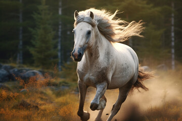 The white horse ran very fast