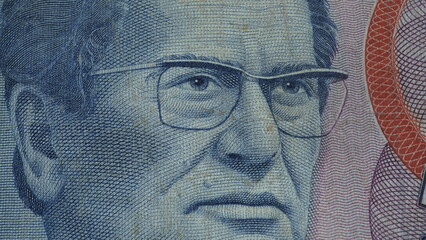 Old money. Yugoslavian money. Old paper money. Josip Broz Tito - obrazy, fototapety, plakaty