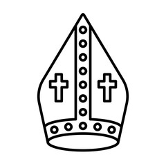 Bishop or pope hat vector flat style icon  isolated on white background