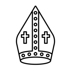 Bishop or pope hat vector flat style icon  isolated on white background © lnm