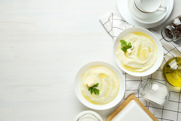 Mashed potatoes, concept of tasty and delicious food