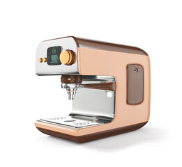3D render cartoon coffee machine icon isolated on a white background