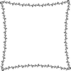 Branch Square Frame laurel wreath silhouette black horizontal vintage frames flower floral leaf border Botanical Branches ornate leaf Elements design border retro badge decoration isolated decor