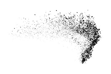 Black grainy texture isolated on white background. Dust overlay. Dark noise granules. Digitally generated image. Vector illustration. Design elements.