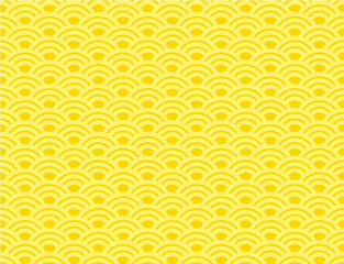 Chinese seamless pattern, oriental yellow background. Vector illustration. Japanese wave seamless pattern.
