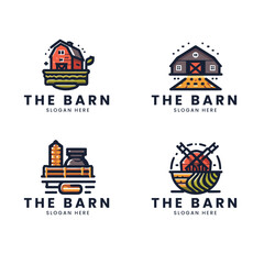 Vector flat farm logo and icon logo vector bundle collection 