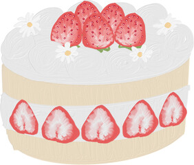 strawberry short cake cute oil brush painting coffee bakery and tea set