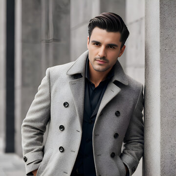 Man in gray elegant coat