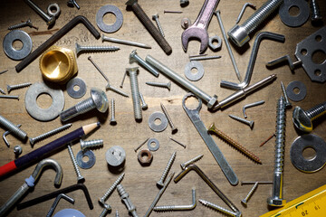 Various metal items for home repair work