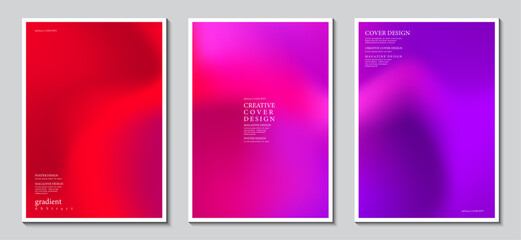 Posters set design with abstract blurred multicolor gradient background. Graphic design and print media ideas for magazine ,brochures and covers. Vector Illustrator EPS.