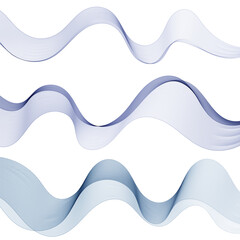 Abstract vector background. Design element - colored waves. Set of curved lines isolated on white background. Set with blue waves. eps 10