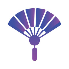 Asian hand fan icon symbol, paper folding fan, Chinese fan logo, vector illustration isolated