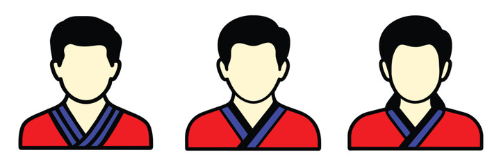 South East Asia traditional costume cartoon character set, Laos, Cambodia, Myanmar, Thailand, vector illustration isolated