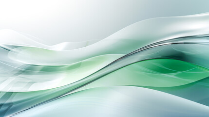 Aesthetic abstract background of neutral tender waves of perfect shape soft green and silver flow seamlessly, their gentle curves reminiscent of tranquil ocean swells or delicate silk. Template