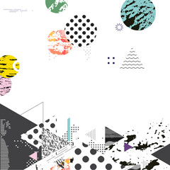 Different textures and shapes artistic vector illustration collage. Colorful abstract design.  Isolated on a transparent  background