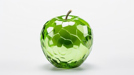 Apple figurine faceted crystal green glass paperweight wedding picture Ai generated art