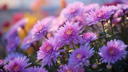 Obraz premium Beautiful aster flowers aster plant wallpaper image Ai generated art