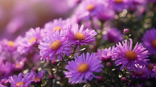 Beautiful aster flowers aster plant wallpaper image Ai generated art