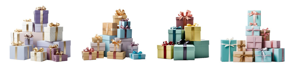 Pretty gift boxes isolated on transparent PNG background