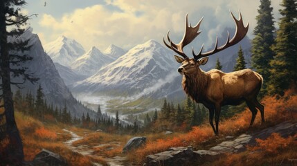 Western elk in their natural habitat