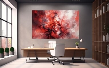 3D rendering Office idea and meeting room inside wall art. 3D illustration.