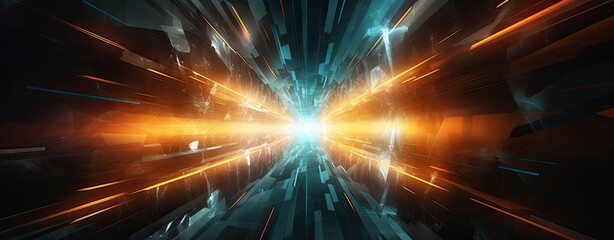 an abstract image of a tunnel which appears to have an orange beam coming into it