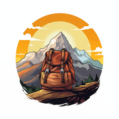Backpack In Front Of Mountain