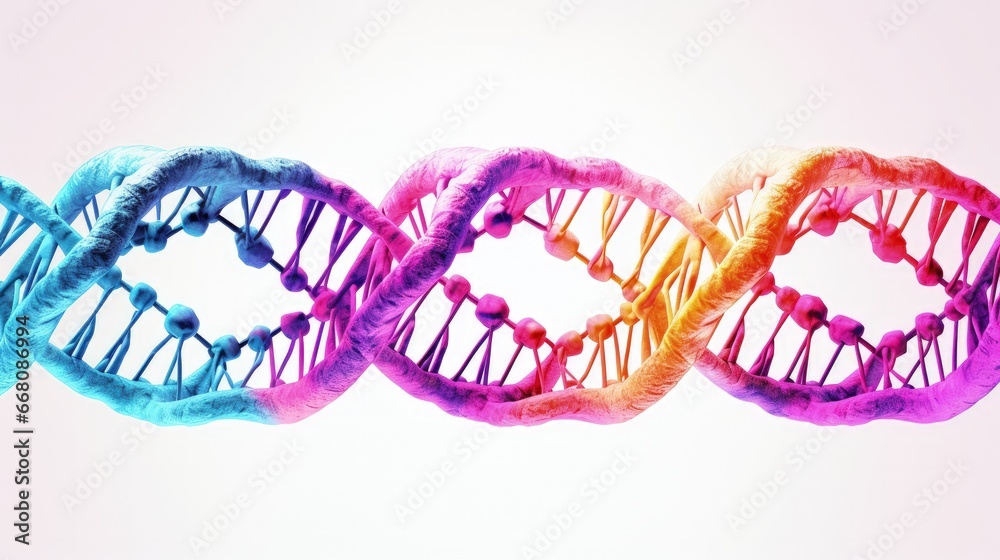 Poster White background with isolated DNA in multiple colors