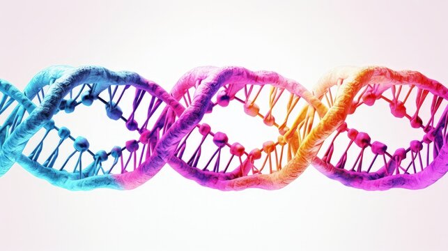 White background with isolated DNA in multiple colors