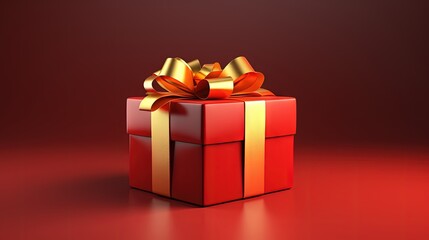 Red box with gold ribbon and bow
